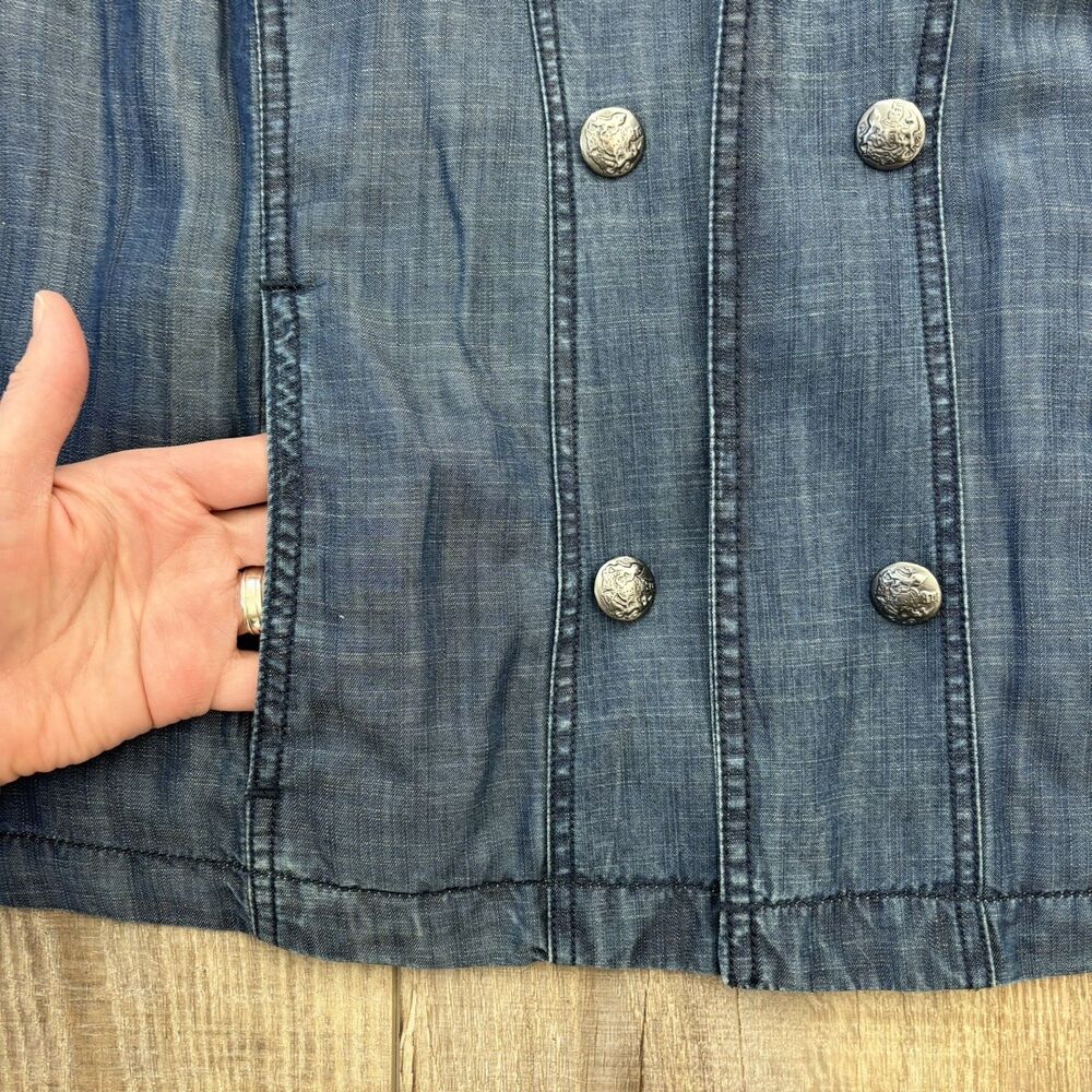 Coldwater Creek Women Chambray Denim Jacket Size 20-22 Spring Military Chic Blue - Picture 4 of 13
